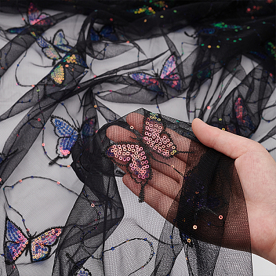 1Pc Butterfly Pattern Polyester Mesh Tulle Fabric DIY-BC0009-88A-1