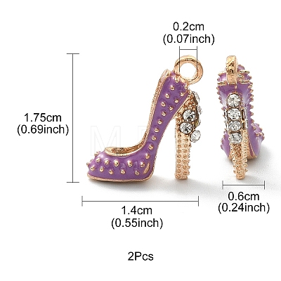 2Pcs Alloy Enamel Stilettos Pendants ENAM-YW0002-30C-1