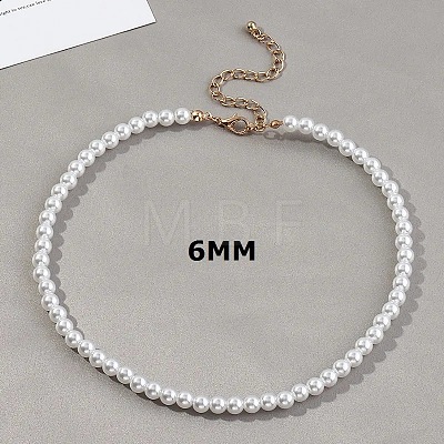 Plastic Imitation Pearl Round Beaded Necklaces for Women WGF0340-11-1