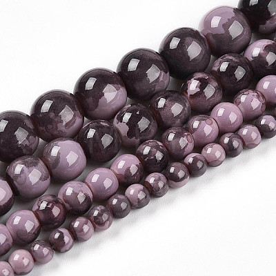 Baking Painted Glass Beads Strands DGLA-N003-8mm-C09-1