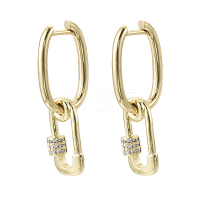 Brass Micro Pave Clear Cubic Zirconia Dangle Hoop Earrings EJEW-N011-21G-NF-1