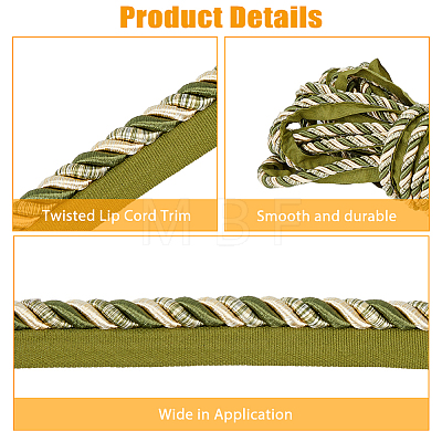 12.5M Polyester Twisted Lip Cord Trim OCOR-WH0071-90B-1