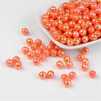 Faceted Colorful Eco-Friendly Poly Styrene Acrylic Round Beads SACR-K001-8mm-73-1
