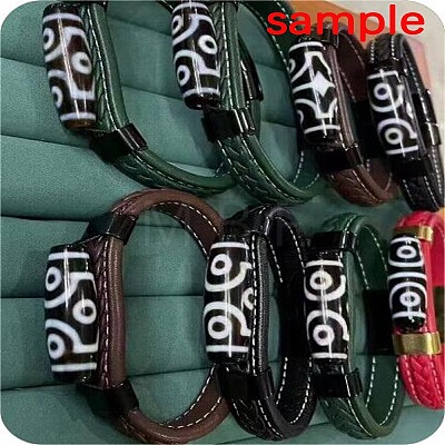 Leather Cord Bracelets BJEW-M406-02G-1