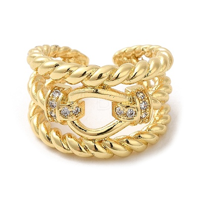 Rack Plating Real 18K Gold Plated Brass Hollow Open Cuff Rings RJEW-B048-07G-1