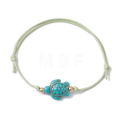 Synthetic Turquoise Turtle Braided Bead Bracelet BJEW-JB11086-01-1