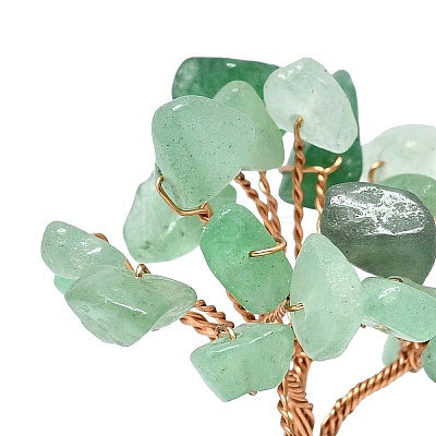 Natural Green Aventurine Chip Pachira Glabra Display Decorations DJEW-K025-04B-1