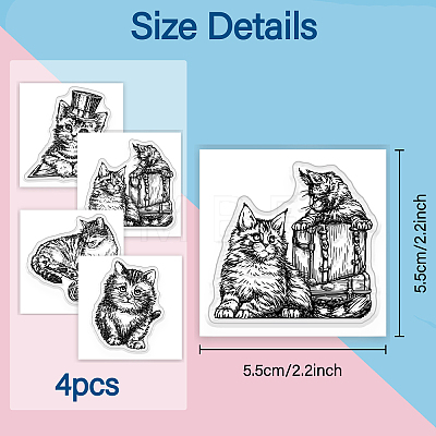 4Pcs 4 Styles PVC Stamp DIY-WH0487-0046-1