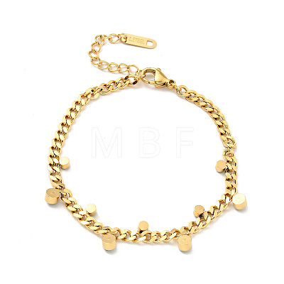 Rhinestone Charms Bracelet with Curb Chains BJEW-P273-01G-1