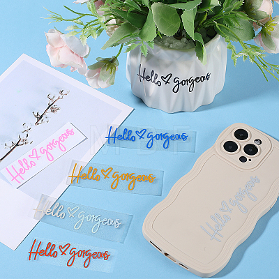 Gorgecraft 7 Shaeets 7 Colors Word Hello Gorgeous PVC Waterproof Car Stickers DIY-GF0008-93-1