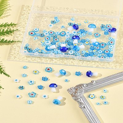 156Pcs 9 Styles Handmade Millefiori Glass Beads LAMP-FS0001-33-1