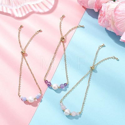 Natural Gemstone Beads Link Bracelets BJEW-JB13087-1