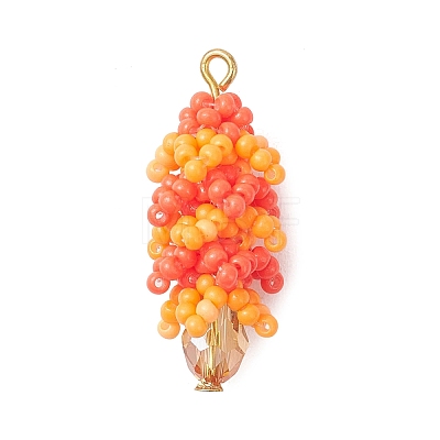 Glass Seed Beaded Pendants PALLOY-MZ01358-1