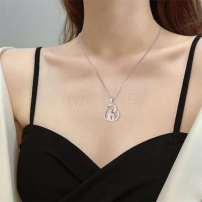 Heart Pendant Necklace Mother and Daughter Sitting Side-by-Side Necklace Cute Hollow Heart Dangle Necklace Charms Jewelry Gifts for Women Mother's Day Christmas Birthday Anniversary JN1099A-1