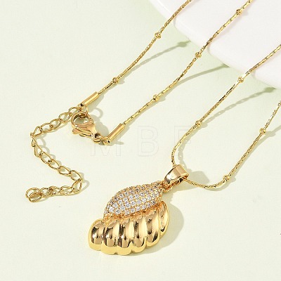 304 Stainless Steel Micro Pave Clear Cubic Zirconia Pendant Necklaces for Women LS-NJEW-Z103-01G-03-1