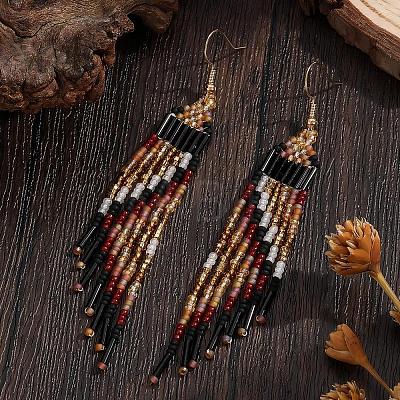 Bohemian Handmade Glass Seed Beads Dangle Earrings LH2376-1