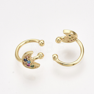 Brass Cubic Zirconia Cuff Earrings EJEW-S201-188-1