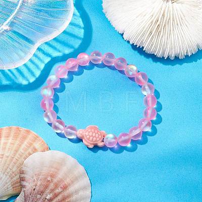 8mm Round Dyed Synthetic Moonstone Beaded Stretch Bracelets BJEW-JB10308-01-1