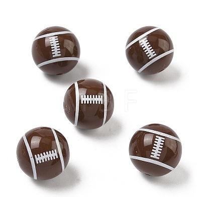 Sport Printing Opaque Acrylic Beads OACR-Z035-04-1