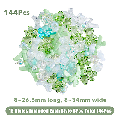 144Pcs 18 Style Acrylic Beads FIND-FH0006-48-1