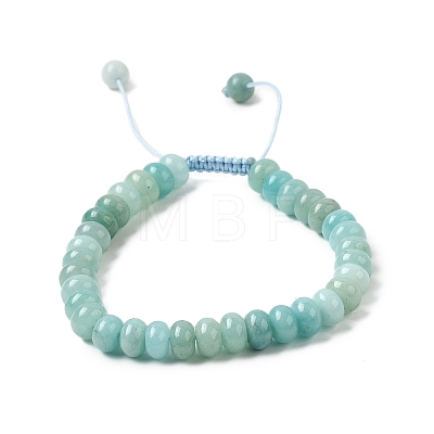 Adjustable Natural Flower Amazonite Braided Bead Bracelets BJEW-F369-A12-1
