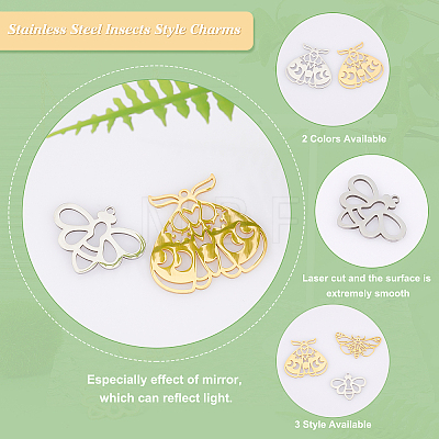 12Pcs 3 Style 201 Stainless Steel Pendants STAS-DC0001-59-1