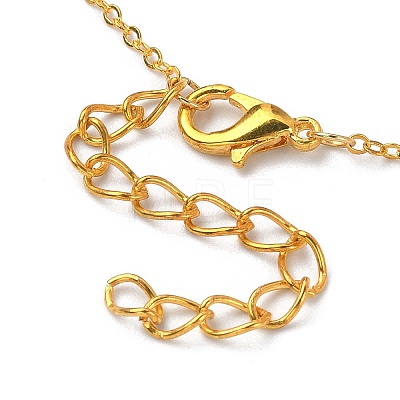 Glass Rectangle Pendant Necklace with Golden Brass Cable Chains Necklace for Women NJEW-FZ00012-1