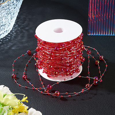 Acrylic Round Beaded Link Chains DIY-MB0007-001B-1