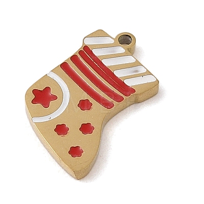 Christmas Theme Ion Plating(IP) 304 Stainless Steel Enamel Charms STAS-Z083-06G-04-1