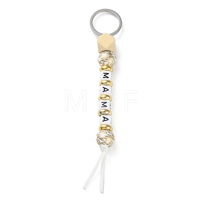 Wood and Plastic Beads Keychain Decorationes KEYC-B016-01-1