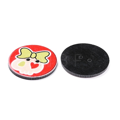2-Hole Flat Round with Lovely Skull Pattern Acrylic Buttons BUTT-F055-02-M-1