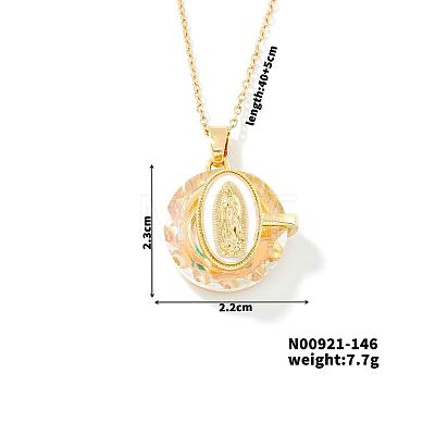 Luxury Fashionable American and European Style Brass Glass Virgin Mary Pendant Necklaces for Women DB7560-1-1