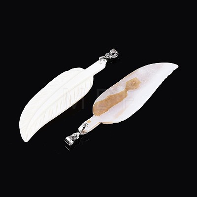 Natural Freshwater Shell Carved Big Pendants SHEL-N038-20P-1