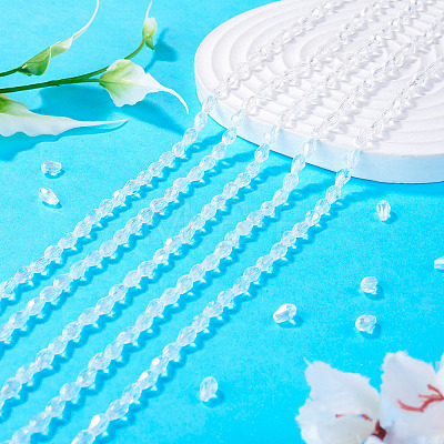5 Strands Transparent Teardrop Glass Beads Strands GLAA-TA0004-21A-1