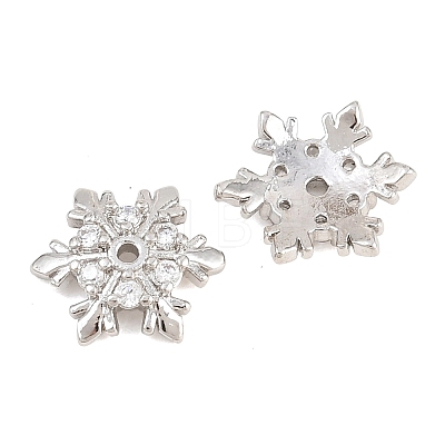 Christmas Brass Clear Cubic Zirconia Beads KK-B186-03P-1