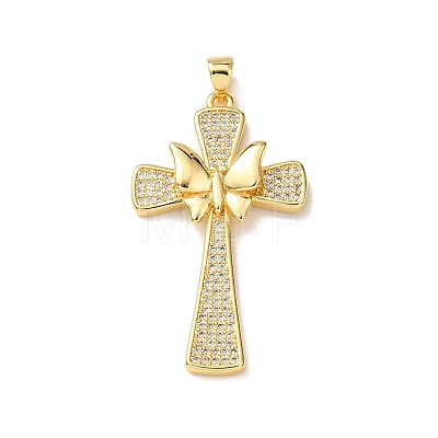 Brass Micro Pave Clear Cubic Zirconia Pendants KK-P352-02C-G-1