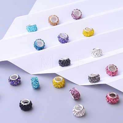 Polymer Clay Rhinestone European Beads CPDL-JP0001-01-1