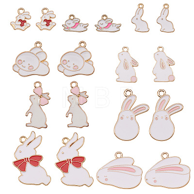 Alloy Enamel Bunny Pendants ENAM-CJ0001-36-1