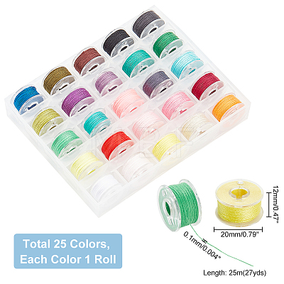 25 Rolls 25 Colors Polyester Bobbin Thread OCOR-WH0047-51A-1