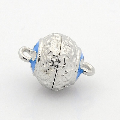Round Platinum Plated Alloy Enamel Magnetic Clasps with Loops ENAM-P110-M-1