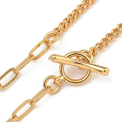 Brass Curb Chain & Paperclip Chain Necklaces for Women NJEW-U011-08G-1