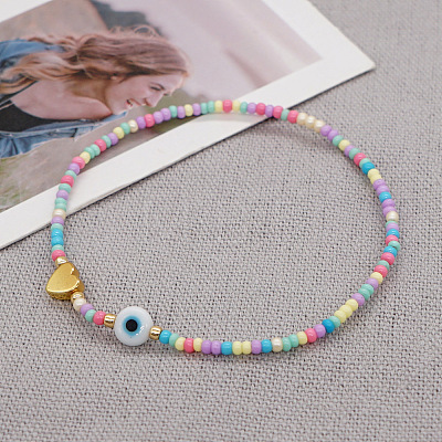 Macaron Glass Seed Beaded Stretch Bracelets JJ3447-1