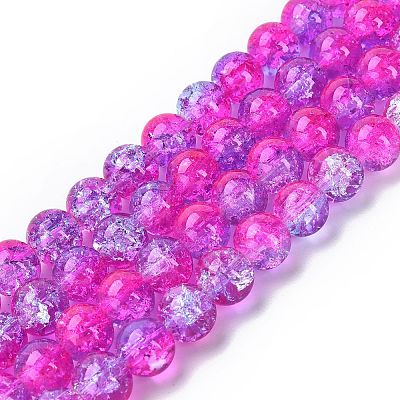 Spray Painted Crackle Glass Beads Strands CCG-Q002-10mm-09-1