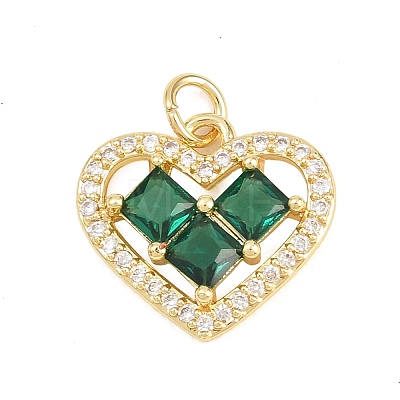 Valentine's Day Brass Micro Pave Cubic Zirconia Pendants KK-D258-10G-02-1