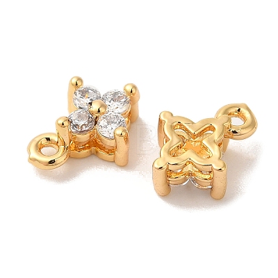 Brass Micro Pave Clear Cubic Zirconia Charms KK-M294-18G-1