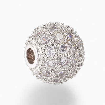 Brass Micro Pave Cubic Zirconia Beads LS-ZIRC-E134-8mm-04P-1