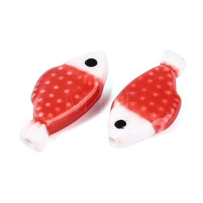 Hand Painted Fish Shaped Porcelain Beads PORC-N013-06C-1
