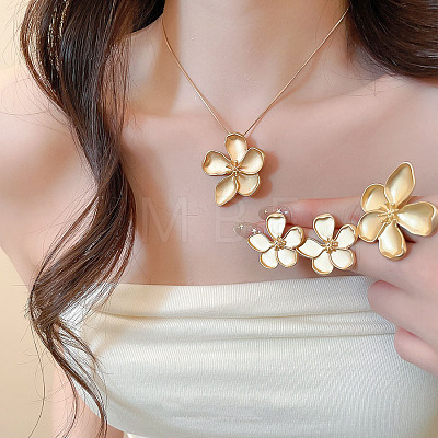 Alloy & Brass Pendant Necklace & Stud Earrings & Ring Sets for Women WG98584-01-1