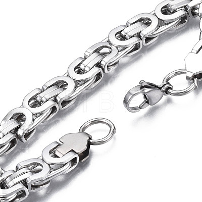 201 Stainless Steel Byzantine Chain Bracelet for Men Women BJEW-S057-76-1