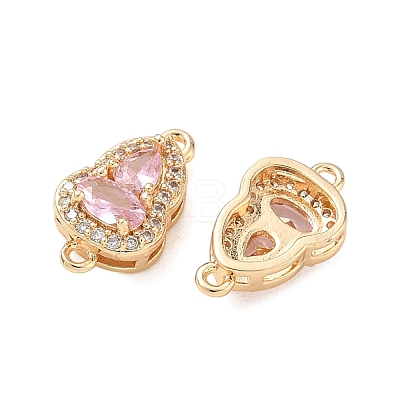 Brass Micro Pave Cubic Zirconia Links Connector Charms KK-K351-77G-05-1